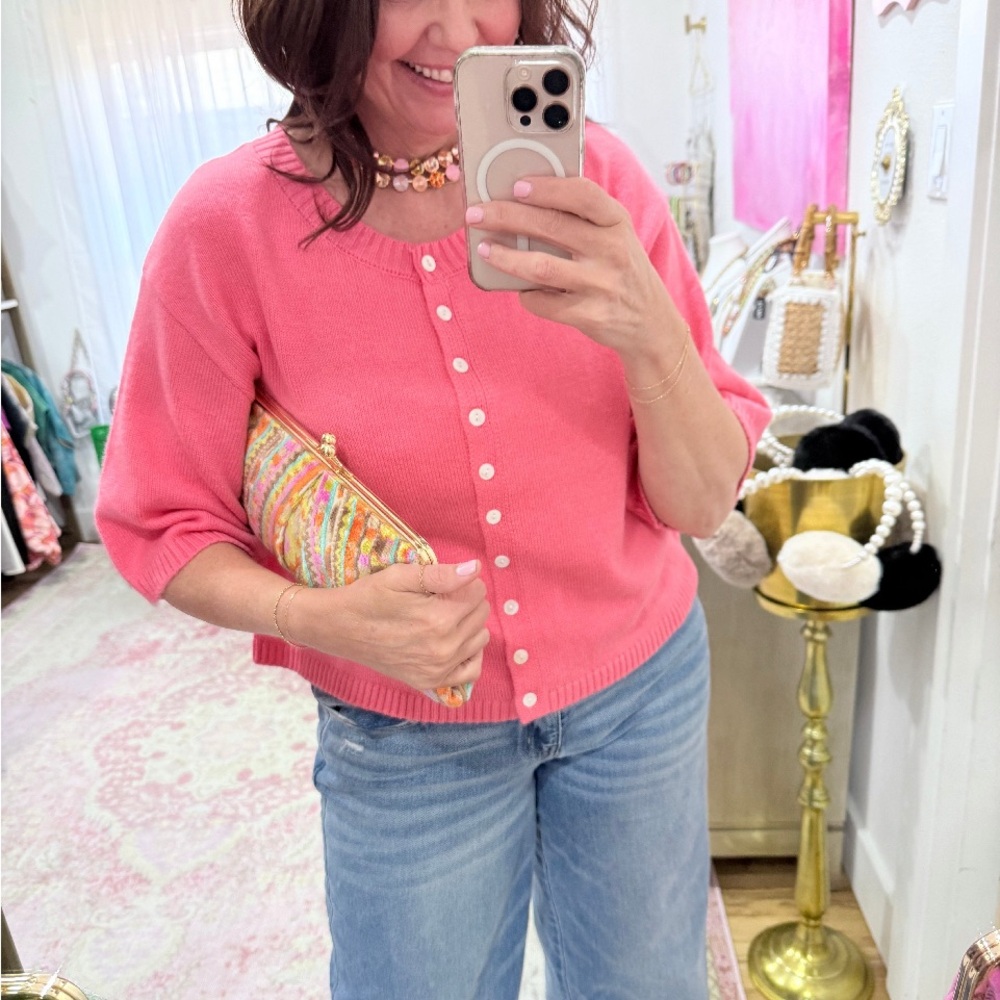 Ivy Jane Coral Button-Up Cardigan